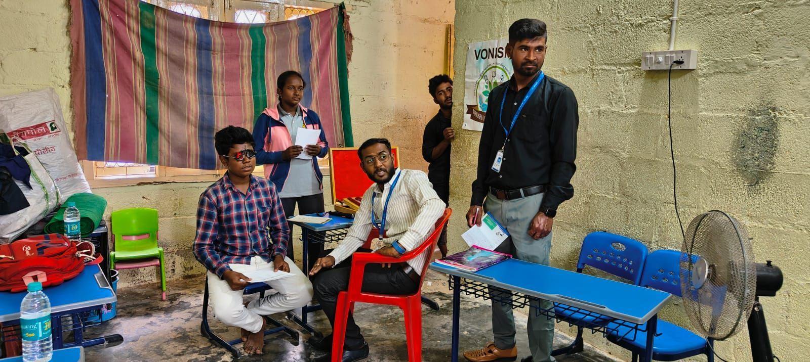 Eye exam conducted during health camp