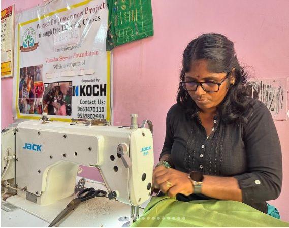 Women learning at Tailoring Class
